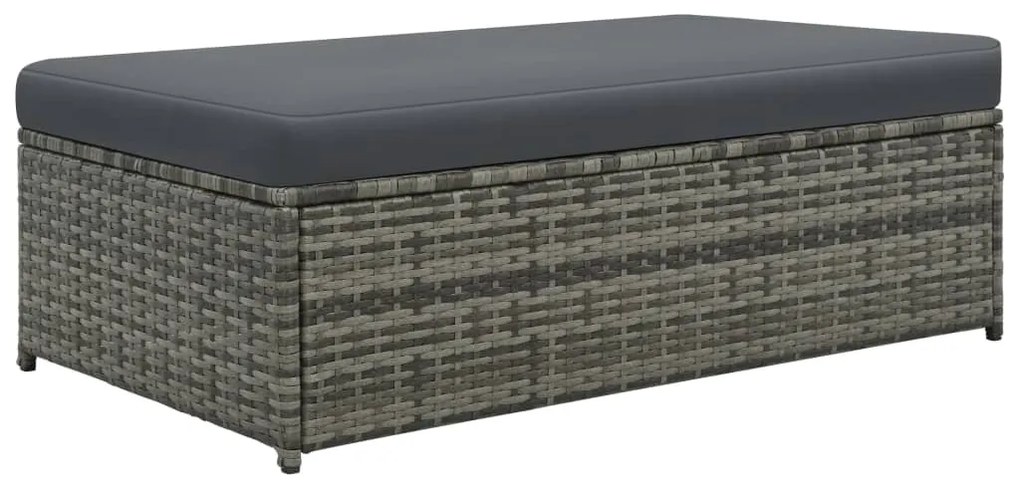 2 pcs conjunto lounge de jardim c/ almofadões vime PE cinzento