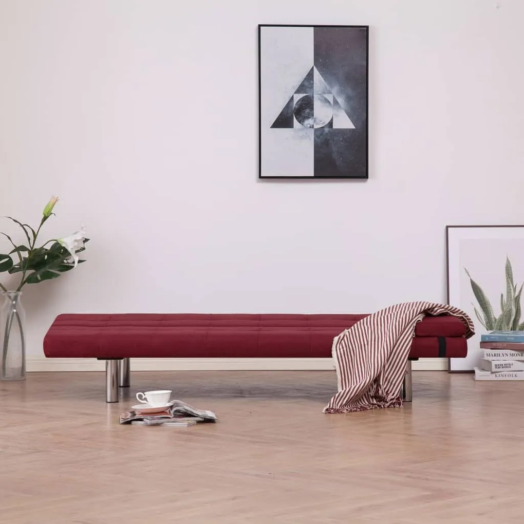Sofá Cama Vivian - Cor Vermelho Escuro - Em Tecido, Estrutura em Madei