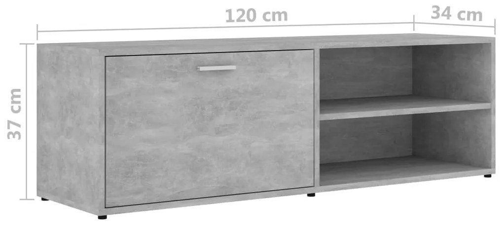 Móvel de TV 120x34x37 cm derivados de madeira cinzento cimento