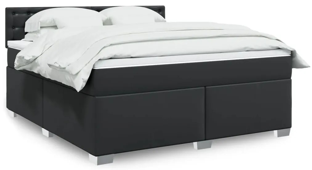 Cama com molas/colchão 180x200 cm couro artificial preto