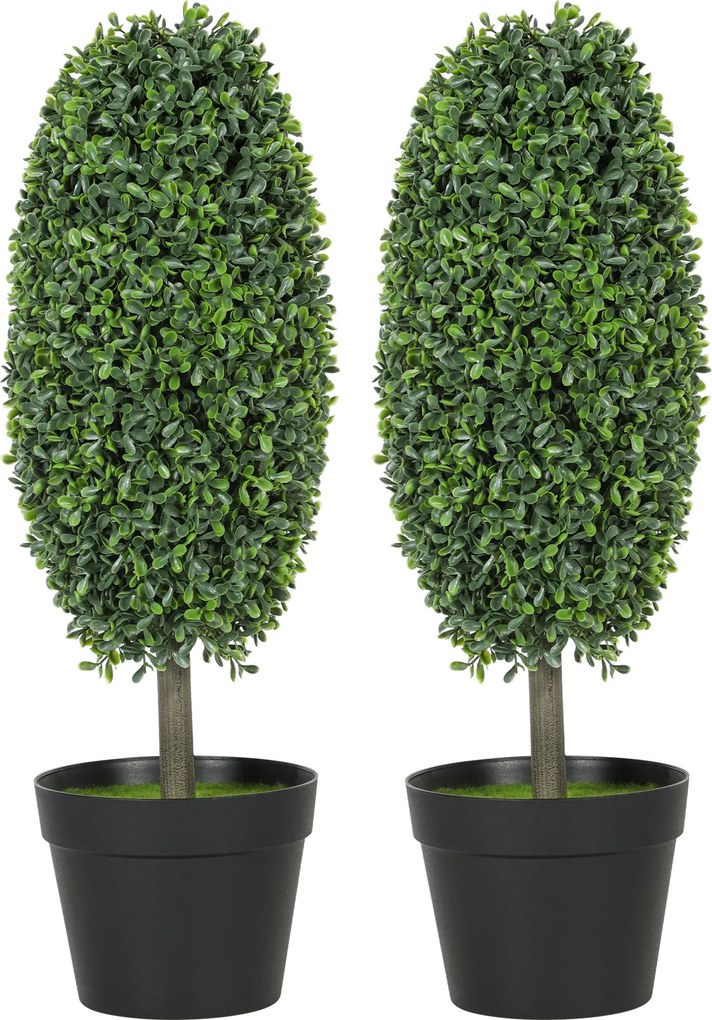 HOMCOM Conjunto com 2 plantas artificiais, árvores artificiais resistentes a UV em vaso, plástico, cimento, verde | Aosom Portugal