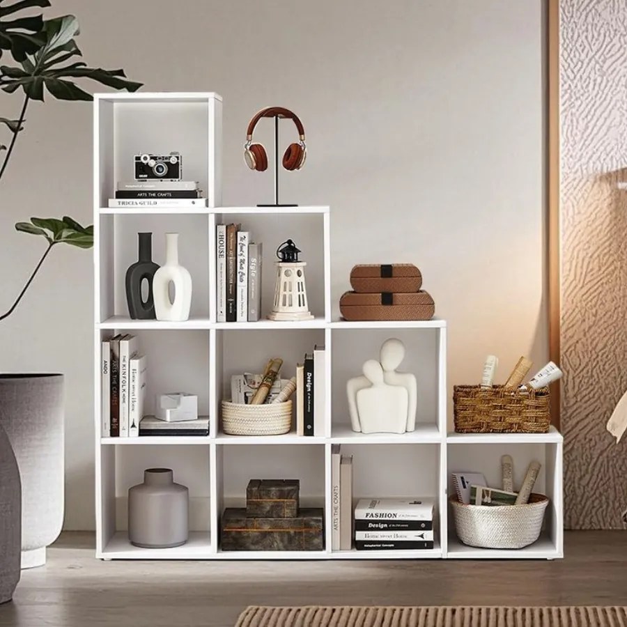 Estante com 10 compartimentos  aberta  29 x 129,5 x 129,5 cm Branca