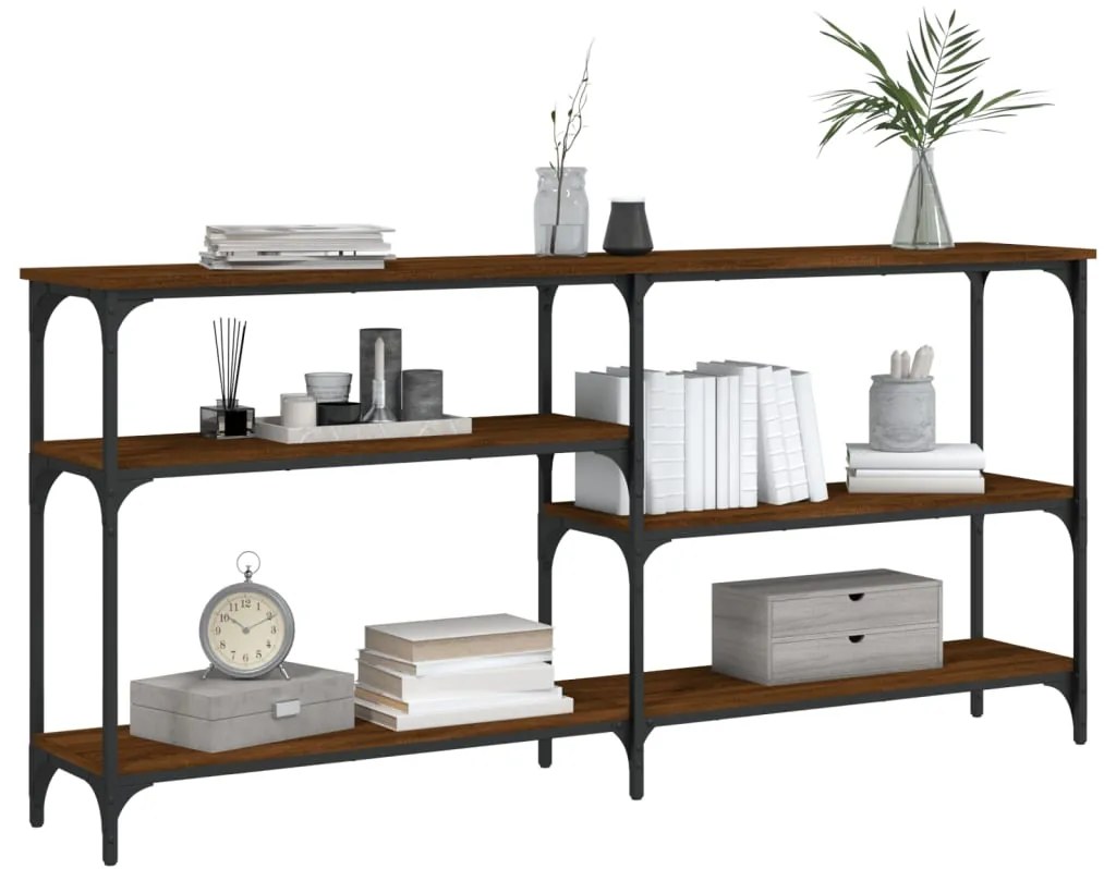 Mesa consola 160x29x75 cm derivados madeira carvalho castanho