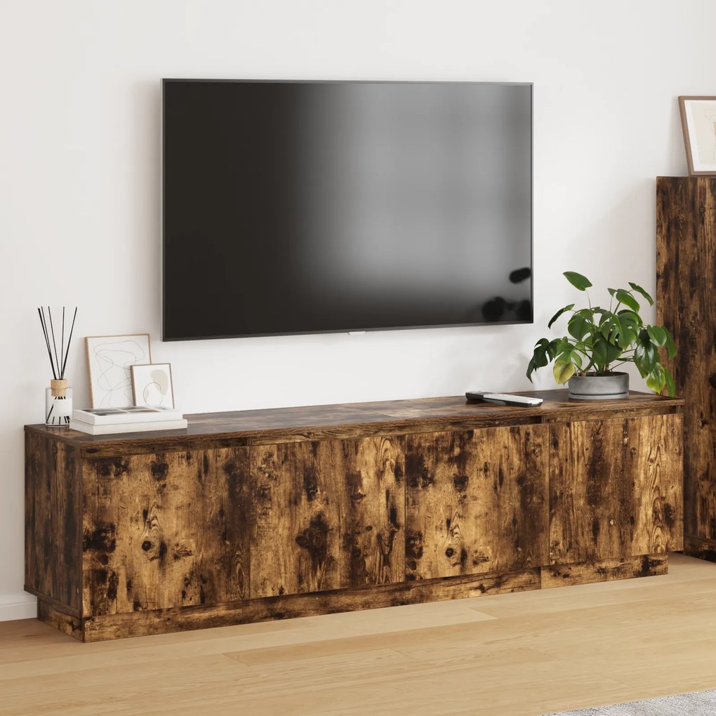 vidaXL Aparador de TV com LED Carvalho Fumado 180x38x49 cm Madeira Engenheirada