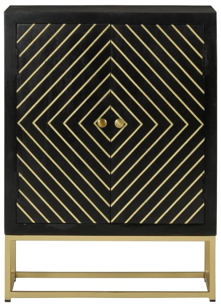 Aparador com 2 portas 55x30x75cm mangueira maciça preto/dourado