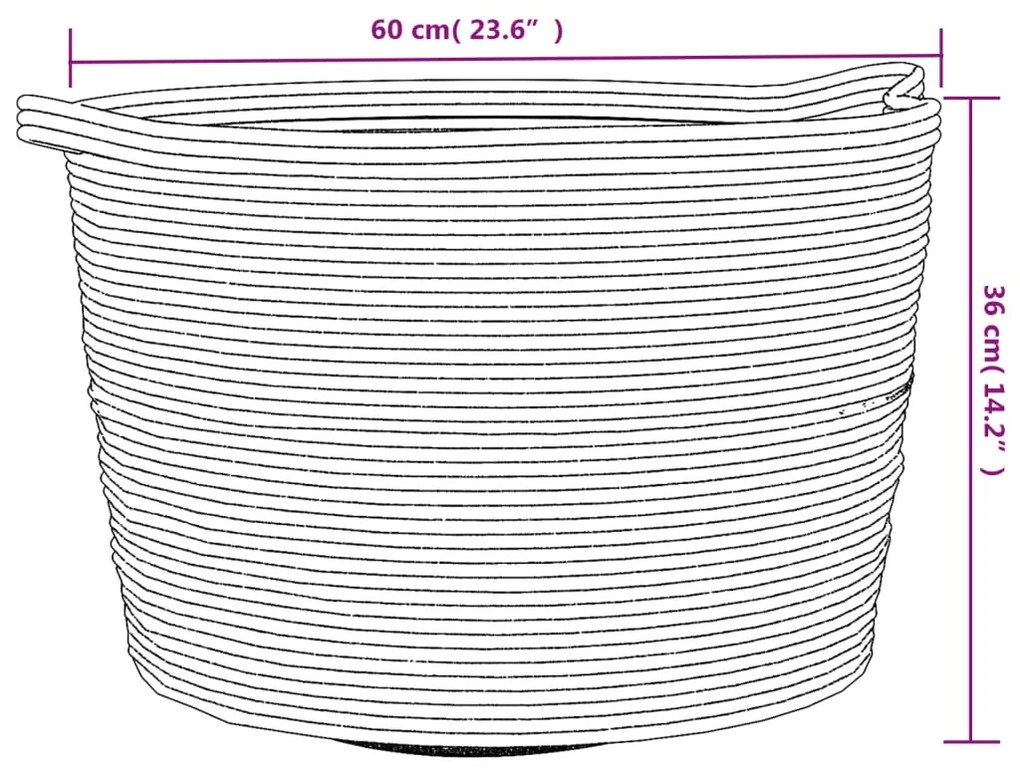 Cesto de arrumação Ø60x36 cm algodão cinzento e branco
