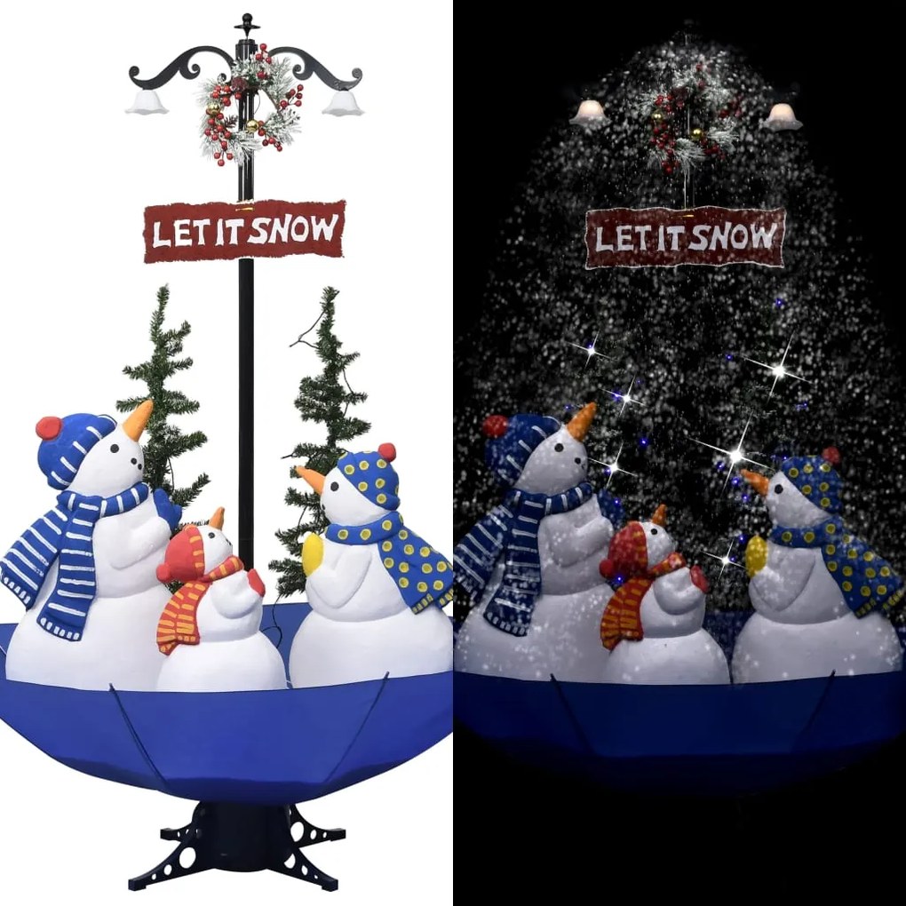 289930 vidaXL Árvore Natal c/ neve base formato guarda-chuva 170 cm PVC azul