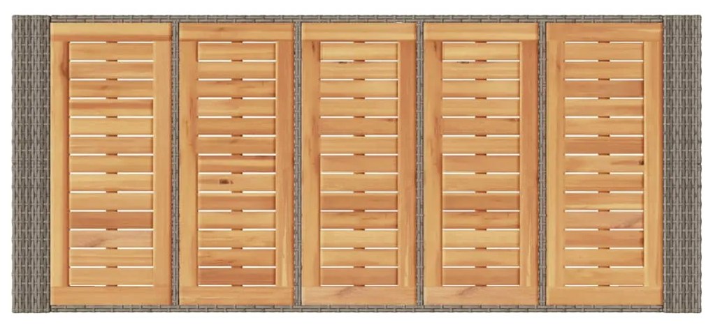Mesa de bar para jardim com tampo em acácia vime PE cinza