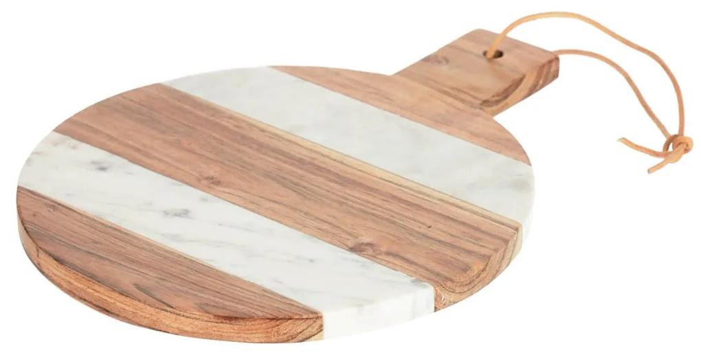 Kave Home - Tábua de servir redonda Tresa madeira maciça mangueira e mármore branco