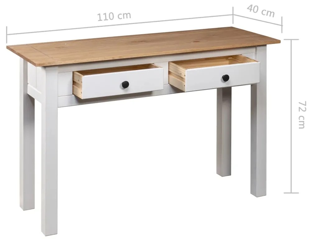 Mesa consola 110x40x72 cm pinho maciço Panama branco