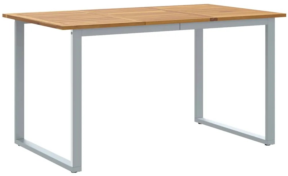 Mesa de Jantar Exterior vidaXL Cinza 140x80x75 cm Aço e Madeira Sólida