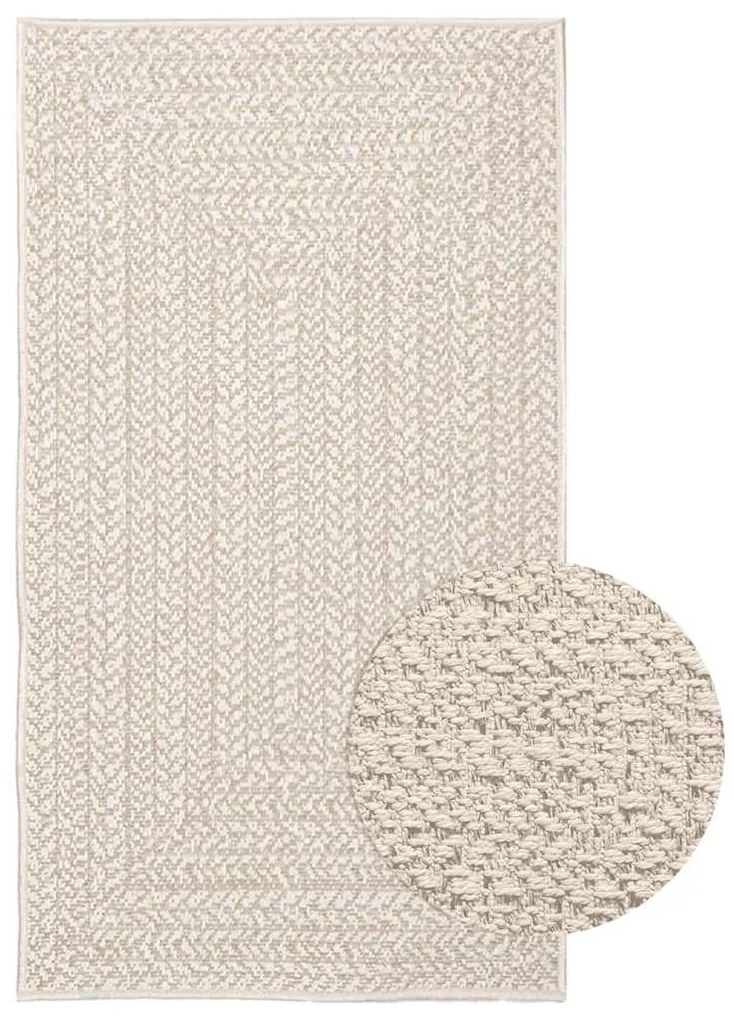 Tapete ZIZUR creme 60x110 cm aspeto de juta interior e exterior