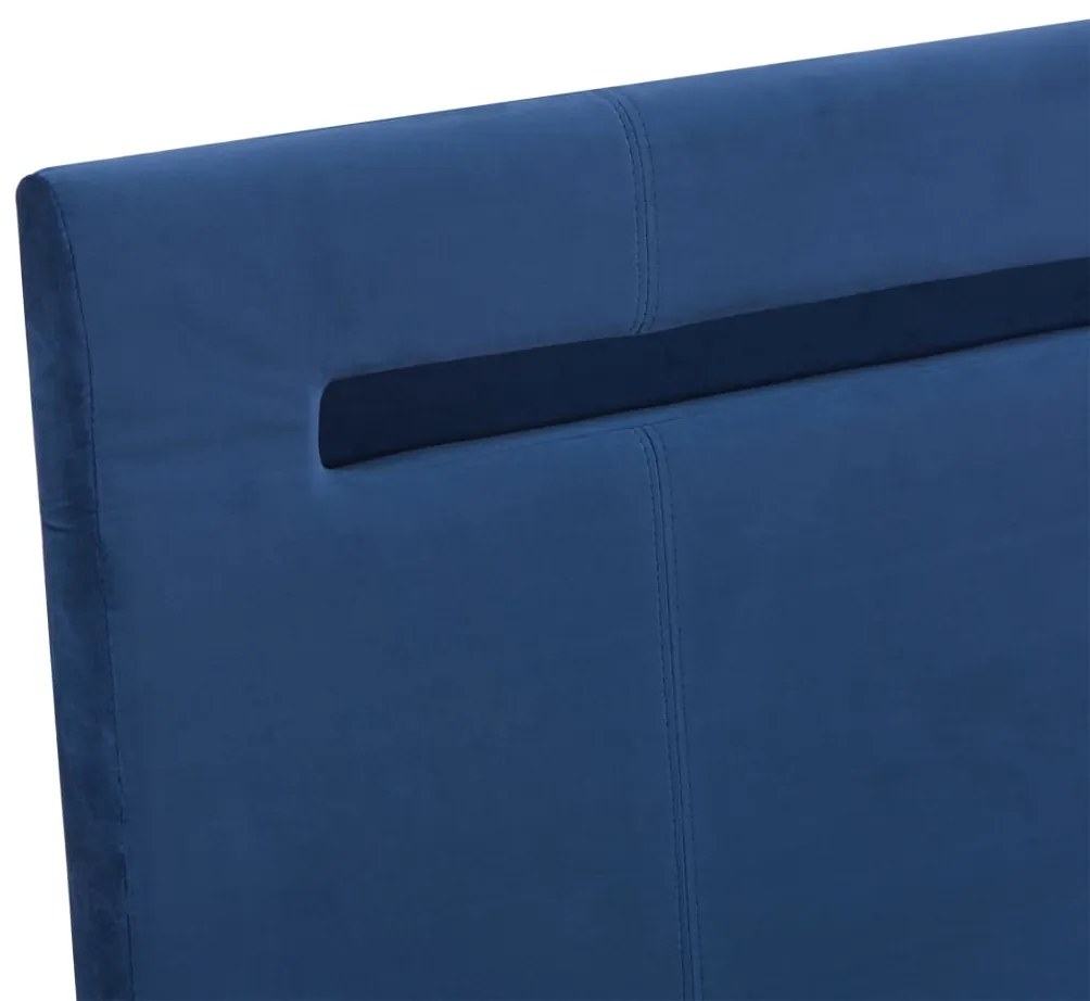 Estrutura de cama com LED 160x200 cm tecido azul