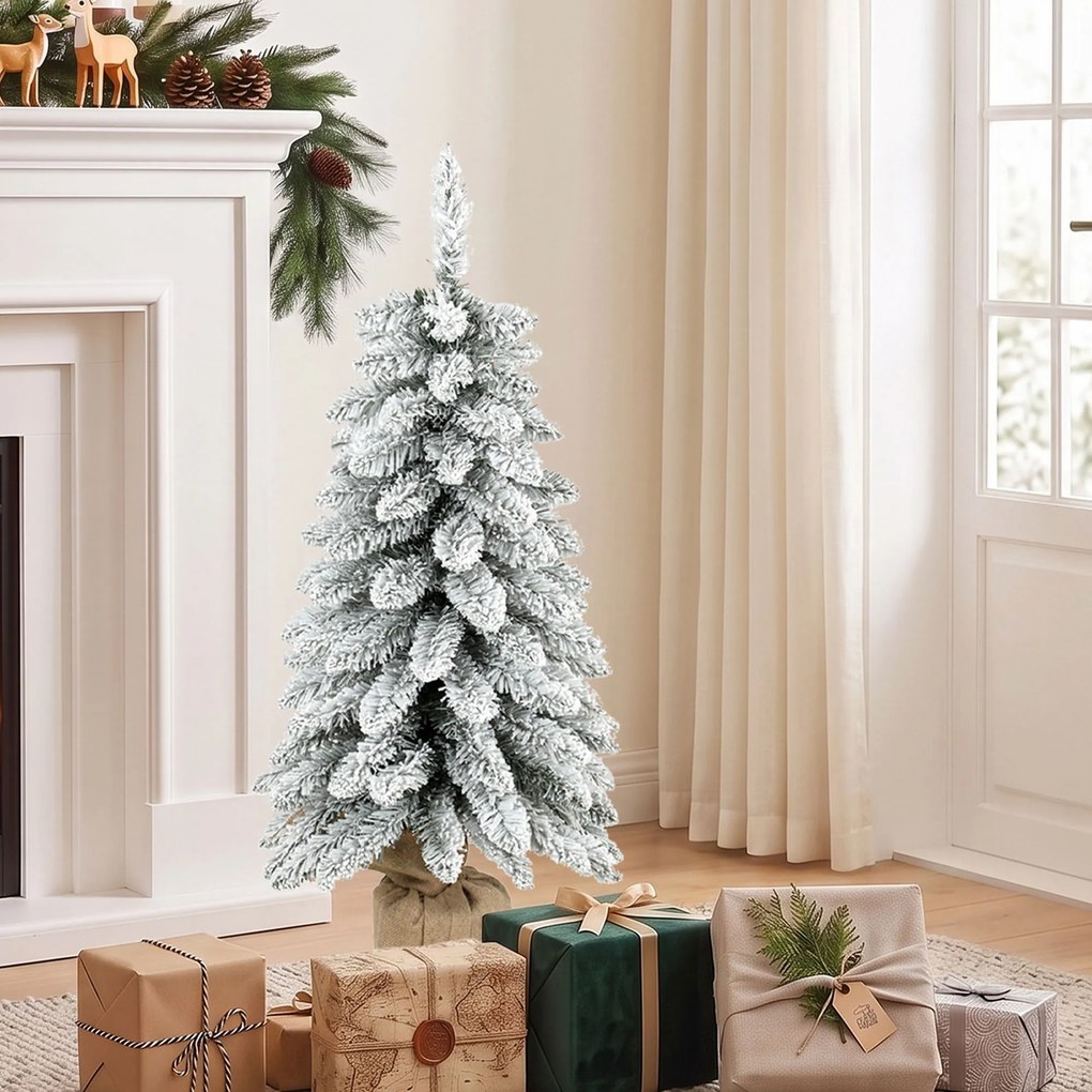 Árvore de Natal Artificial de Mesa, 46 x 46 x 90 cm, 107 Pontas Nevadas, Branco