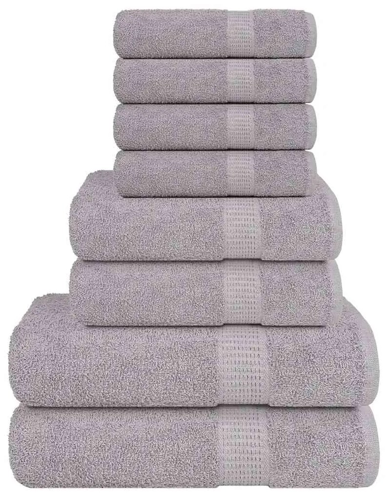 vidaXL 8pcs Conjunto de toalhas FROGN 100% algodão cinza