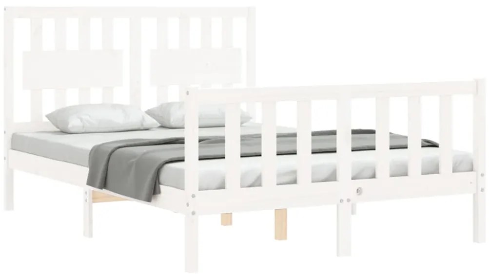 Cama sem colchão 140x190 cm madeira de pinho maciça branco