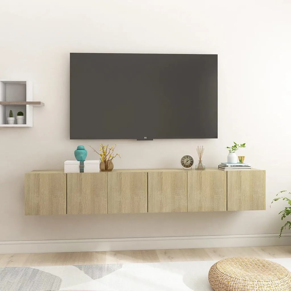 Móveis de TV para parede 3 pcs 60x30x30 cm carvalho sonoma