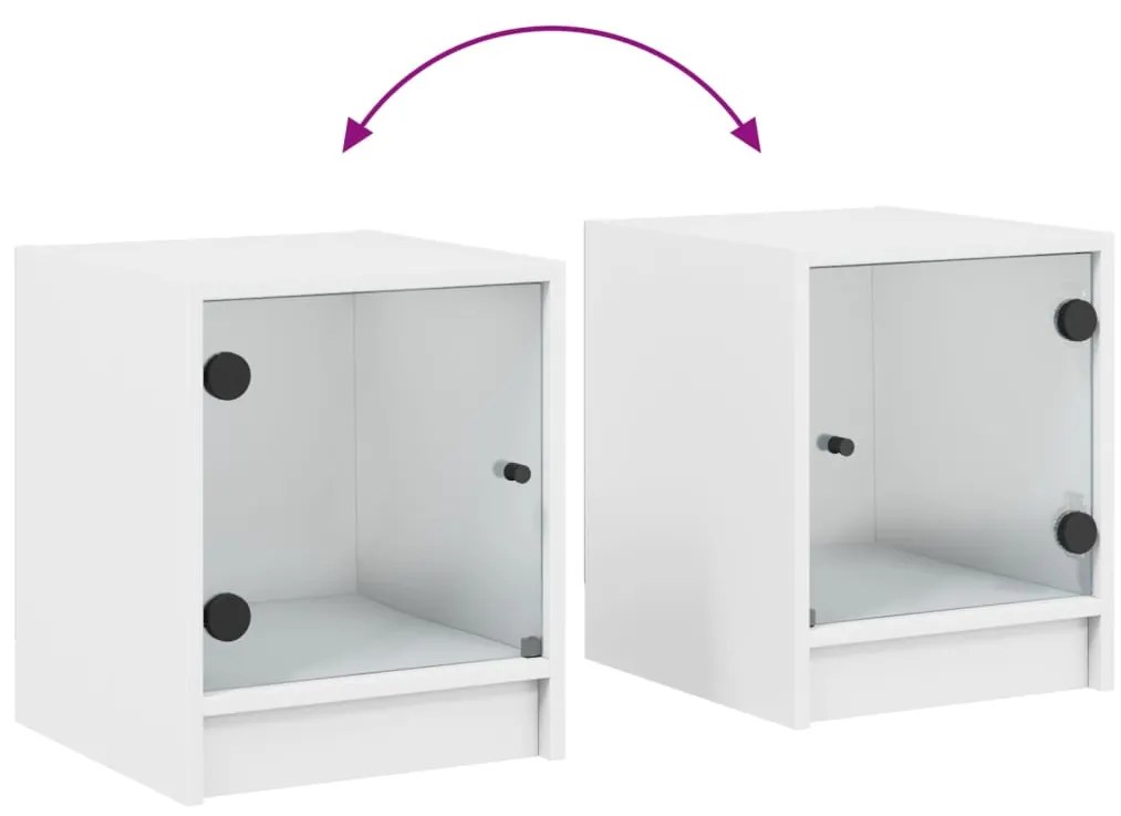 Mesa de cabeceira c/ porta de vidro 35x37x42 cm branco