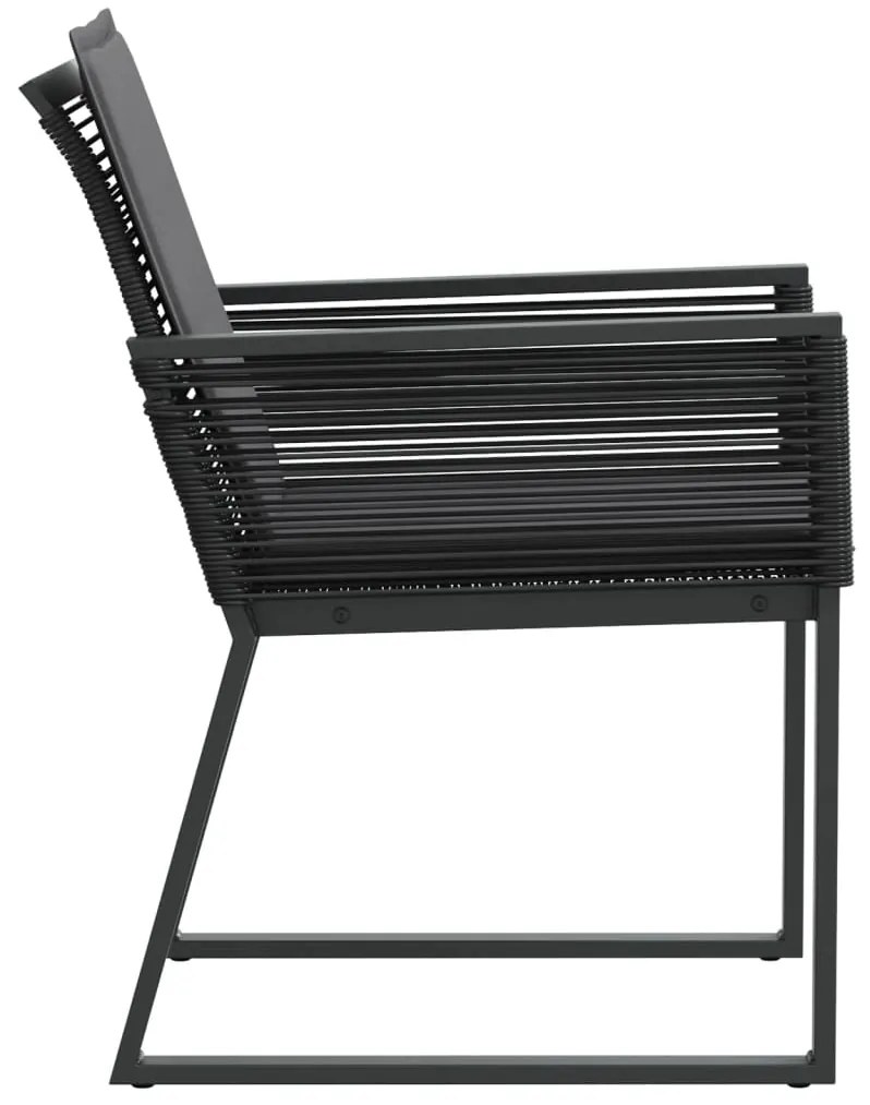Cadeiras de jardim com almofadões 4 pcs vime PE preto