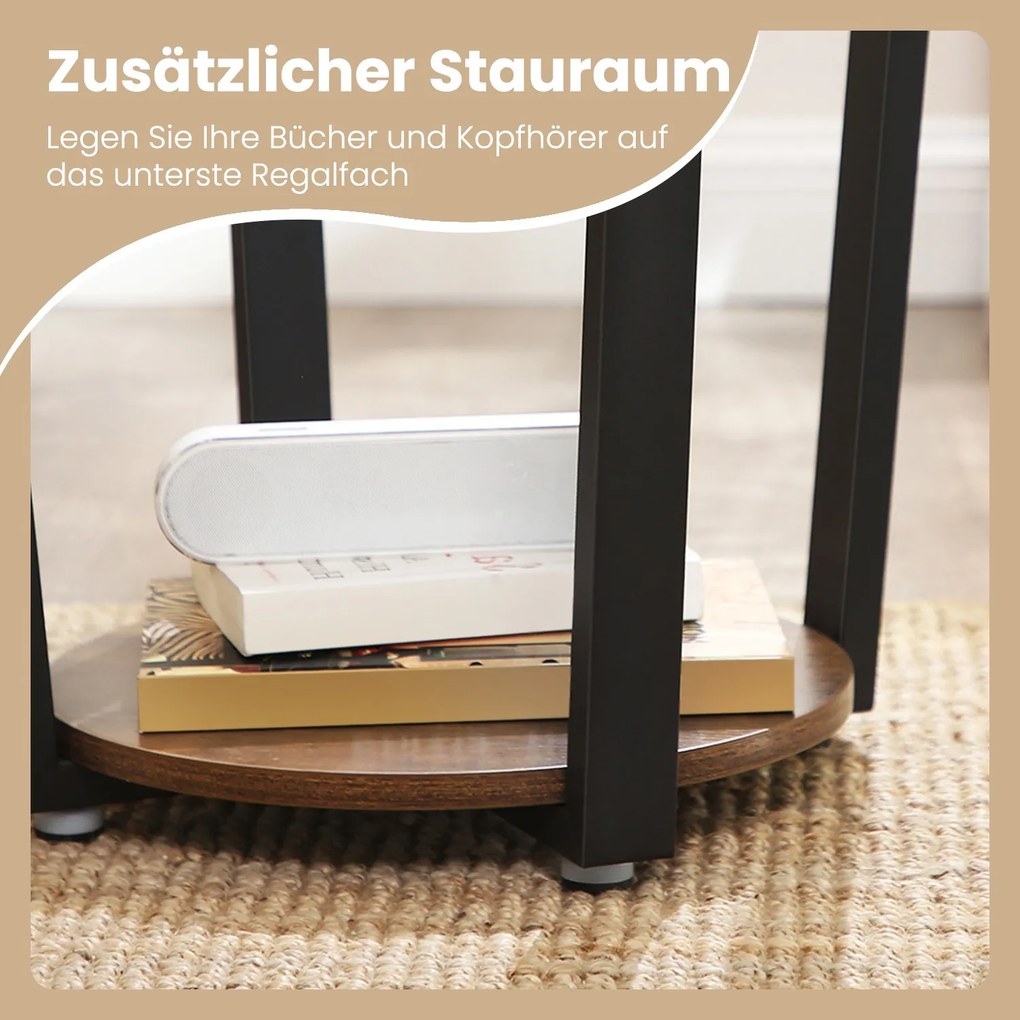 Mesa lateral para sala de estar 50 x 57 cm (Ø x A), mesa pequena redonda castanho-preto