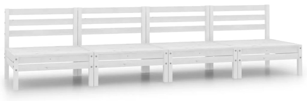 Sofás de centro p/ jardim 4 pcs madeira de pinho maciça branco