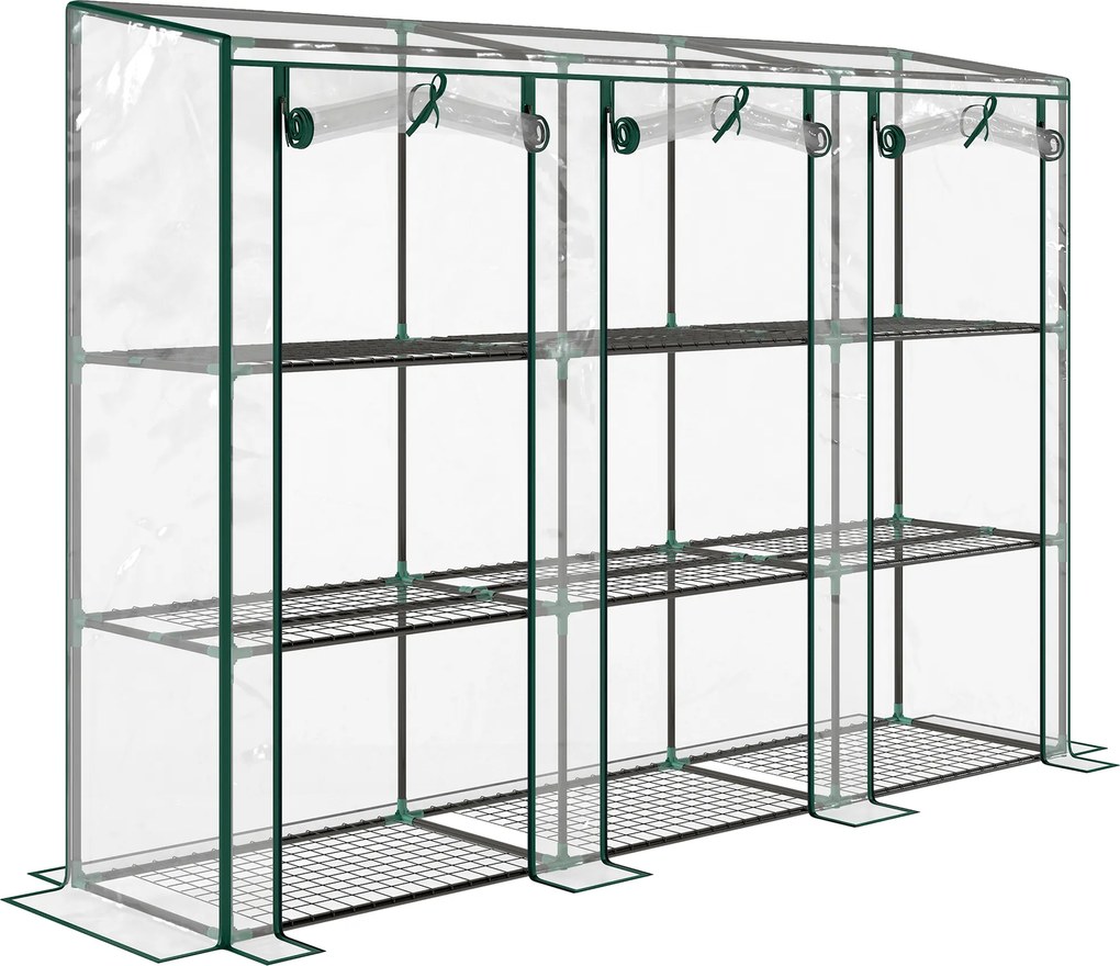 Outsunny Estufa Pequena com Prateleiras de 3 Níveis Portas com Fecho de Correr Estufa para Cultivar 215x46x151 cm Transparente | Aosom Portugal