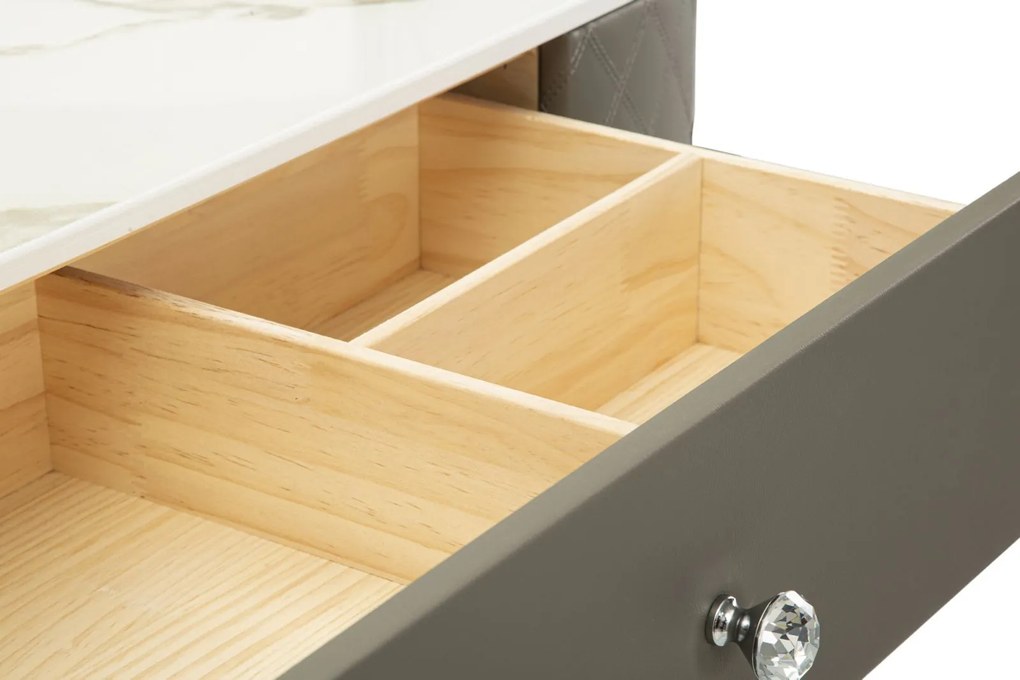 TOUCADOR SHARON COM BANCO 120X40X75 CM (TAMANHO DO BANCO Ø36X39) CINZA E PRATEADO