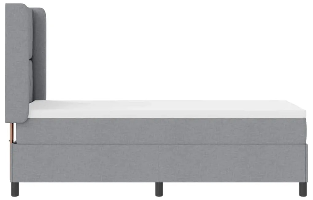 Cama com Estrado e Colchão Cinza Claro 90x190 cm em Tecido