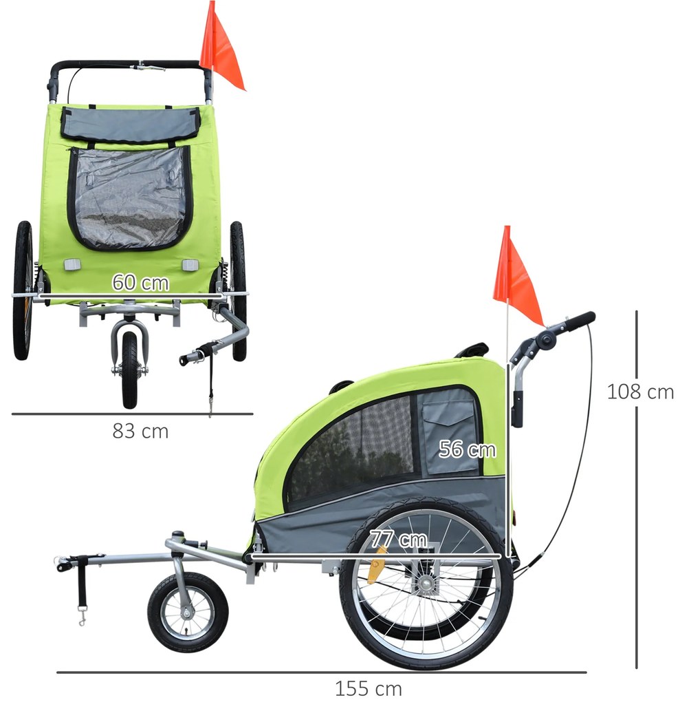 PawHut Reboque Bicicleta Cães Carrinho para Transporte para Animais de