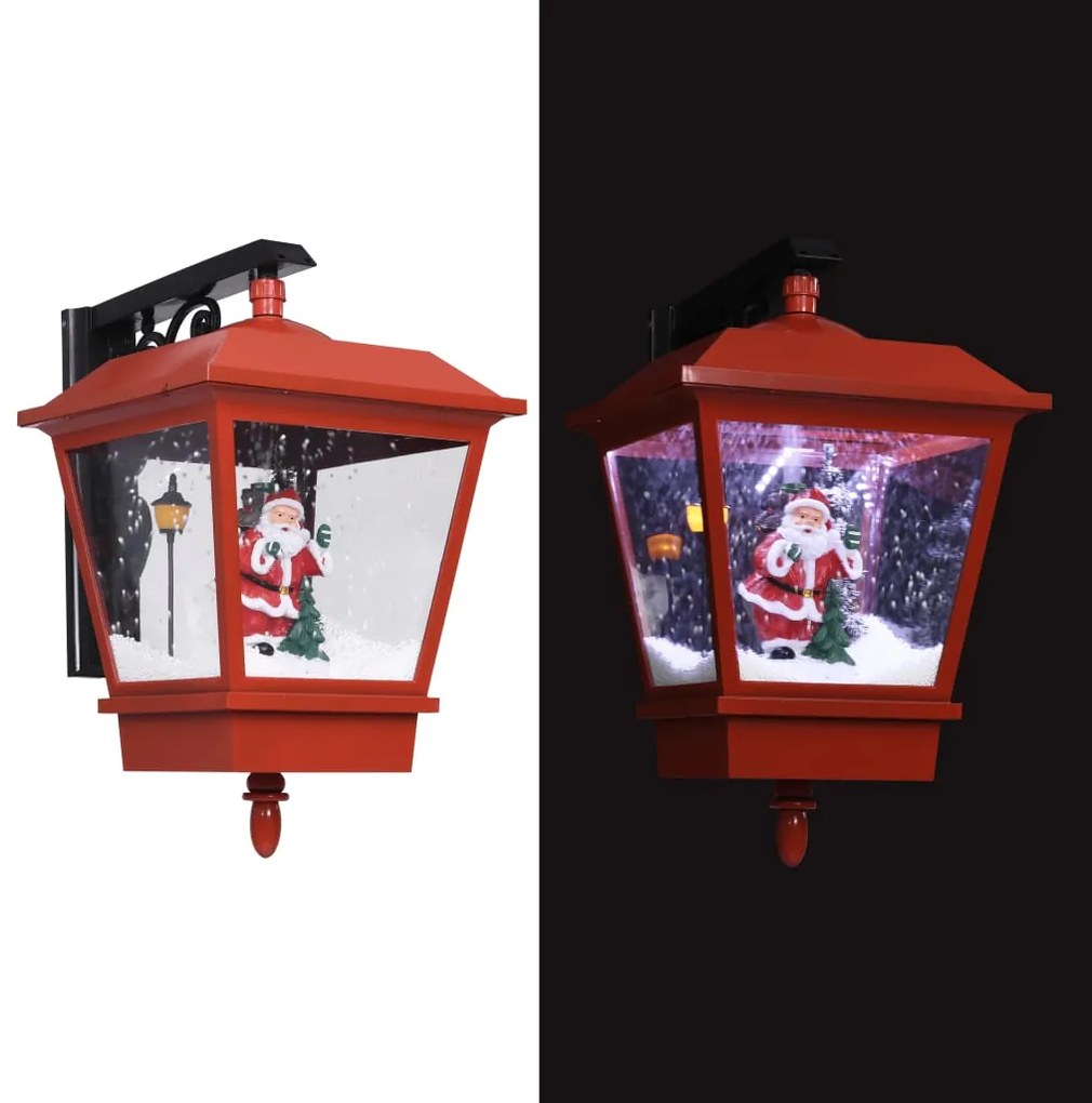289927 vidaXL Candeeiro de parede luzes LED e Pai Natal 40x27x45 cm vermelho