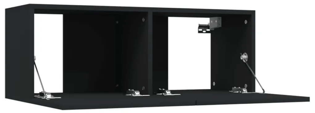 Móveis de TV 2pcs 80x30x30 cm derivados de madeira preto