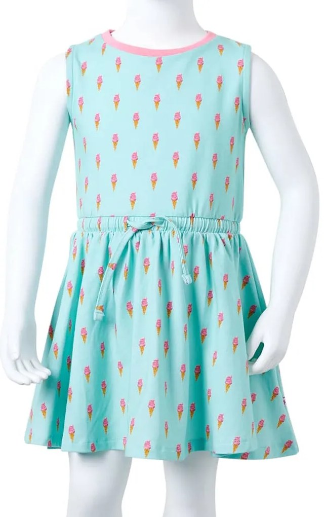 Vestido de criança com cordão menta-claro 104
