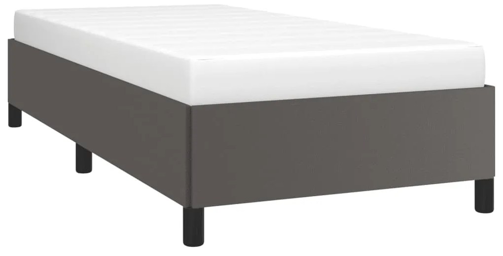 Estrutura de Cama Salu em Couro Artificial Cinza - 90x190cm - Design M