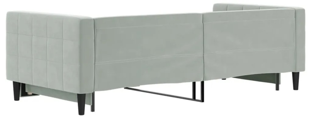 Sofá-cama com gavetão 90x200 cm veludo cinzento-claro