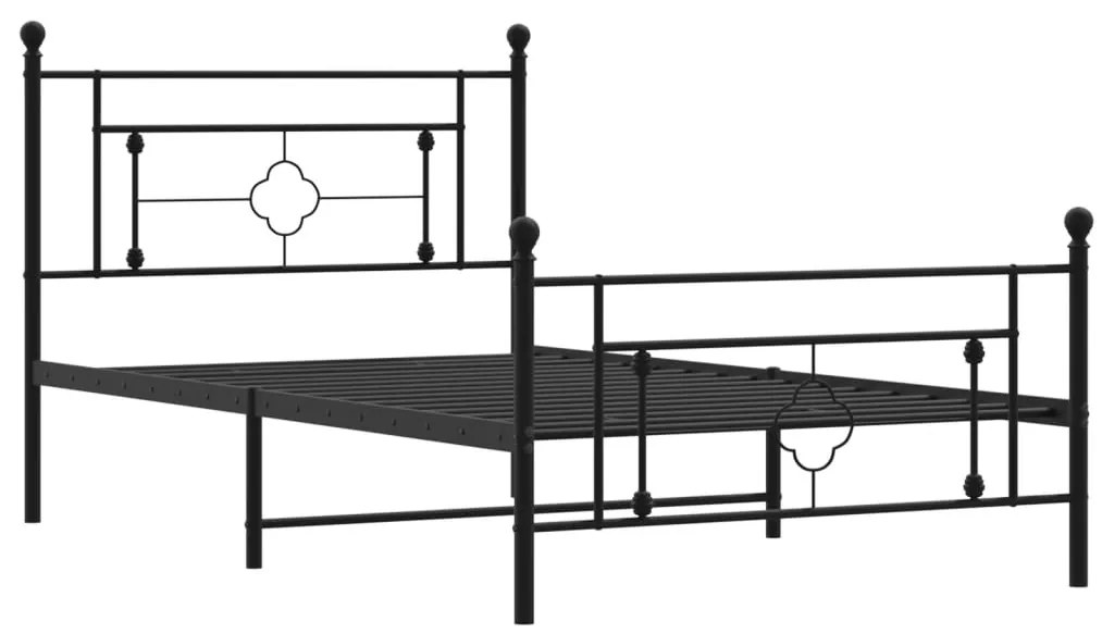 Estrutura de cama com cabeceira e pés 107x203 cm metal preto
