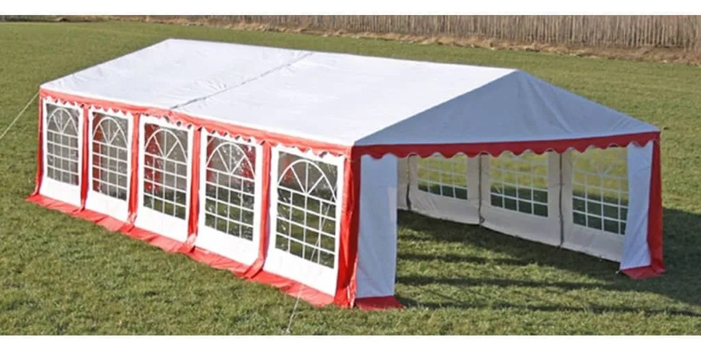 Tenda para festa com painéis laterais, 10 x 5 m Vermelho e Branco