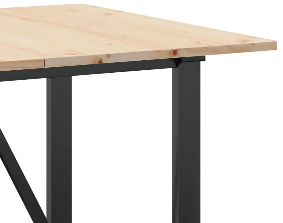 Mesa de jantar estrutura em O 140x80x75cm pinho e aço