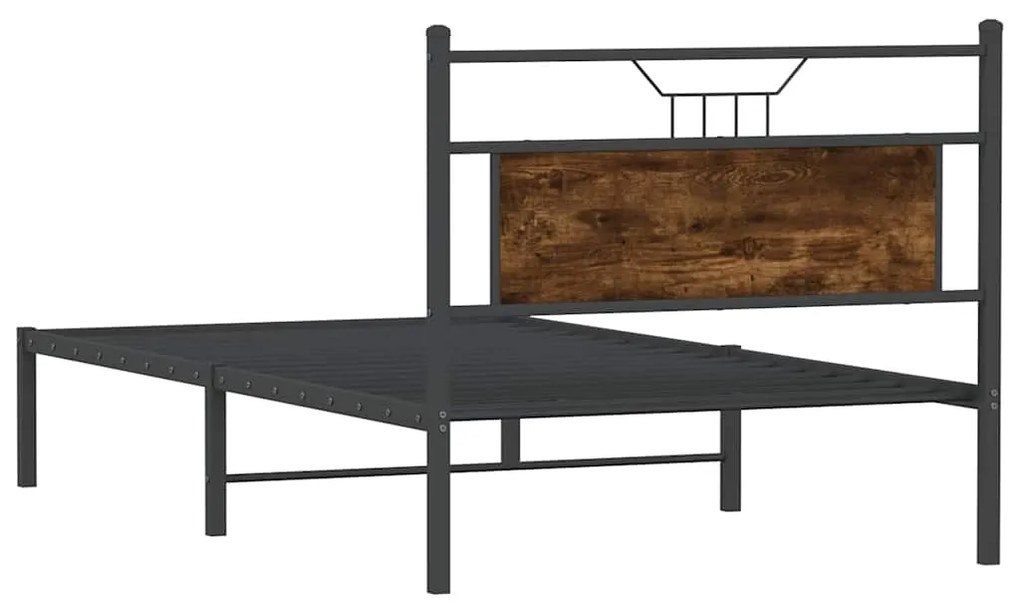 Estrutura de cama sem colchão 107x203 cm carvalho fumado