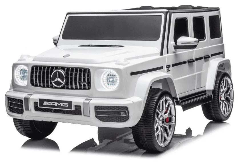 Carro elétrico para crianças Mercedes-Benz G63 AMG 24V, 4x4, 2 Lugares assento couro sintético, Rodas Eva Macias Branco