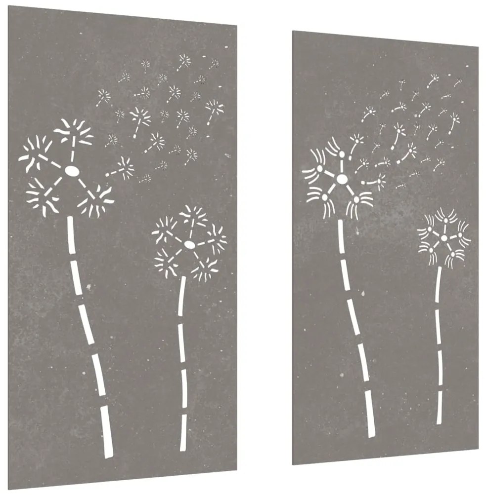 Decorações p/ muro de jardim 2 pcs aço corten design flores