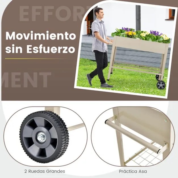 Caixa de cultivo com rodas para plantas e flores 95 x 40 x 80 cm branco