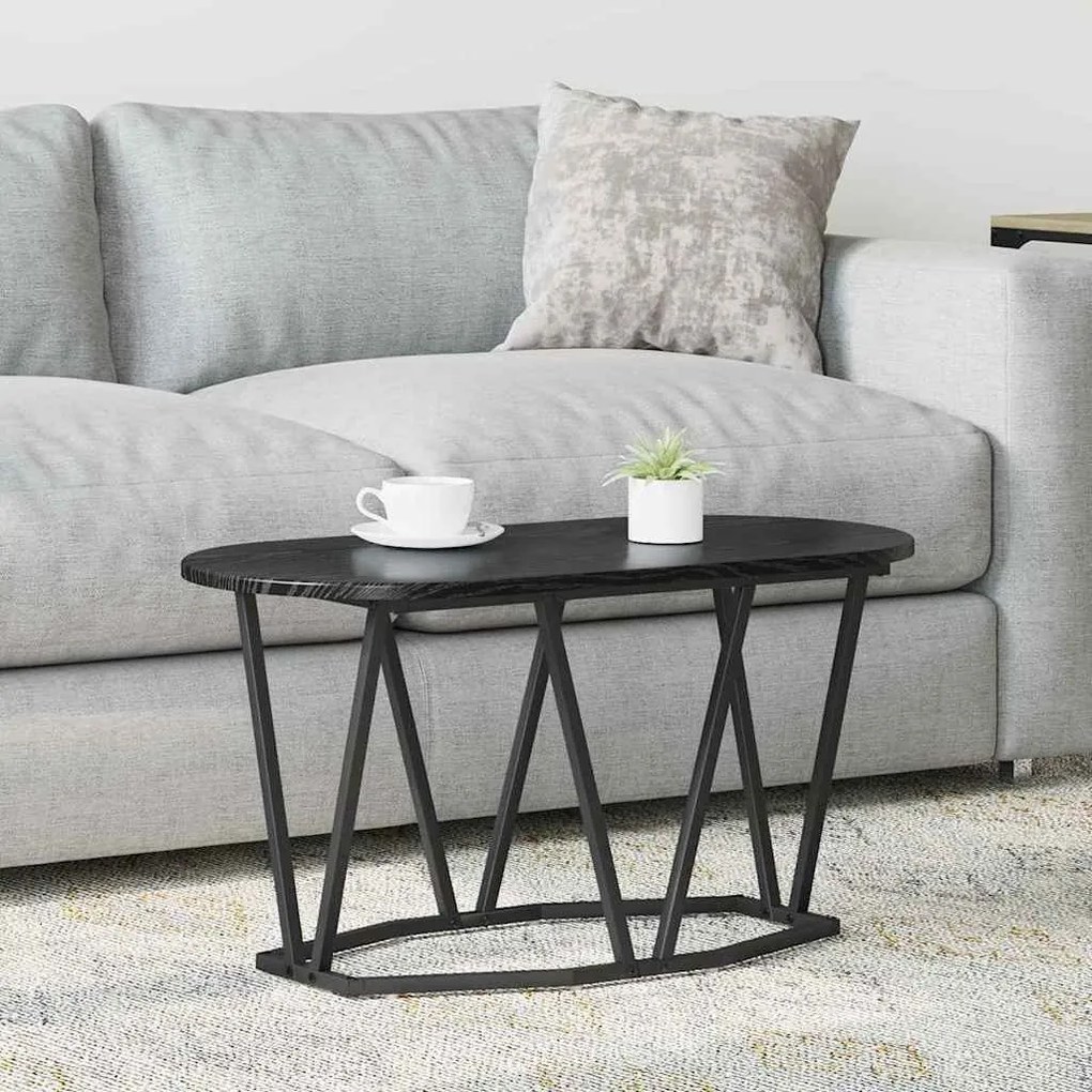 Mesa de Café vidaXL Preta em Carvalho 80x40x40,5 cm em Madeira Revesti