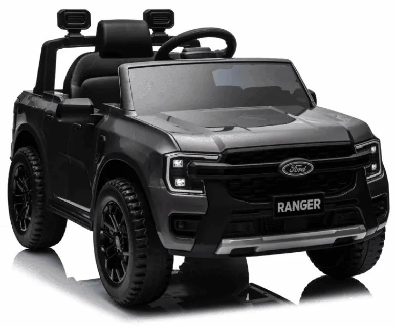 Jipe elétrico para crianças Ford Ranger,12V com pneus de borracha, banco em pele sintética Cinzento