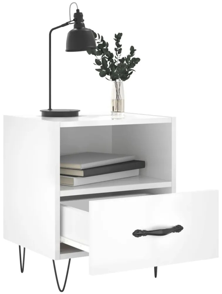 Mesa de cabeceira derivados de madeira branco brilhante