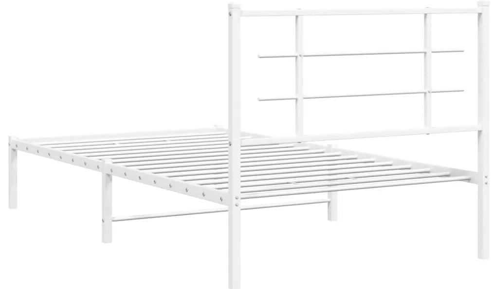 Estrutura de cama com cabeceira 100x190 cm metal branco