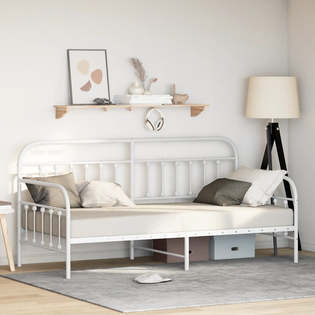 vidaXL Estrutura de Cama Dia Branca 100x200 cm Aço