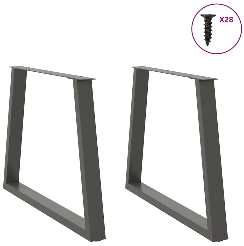 Pés para mesa de jantar em forma de V, 2 peças, antracite, 100x(72-73,