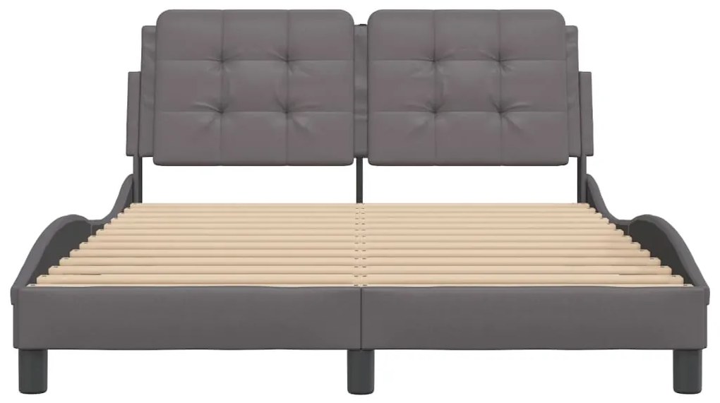 Estrutura cama c/ cabeceira 120x200cm couro artificial cinzento