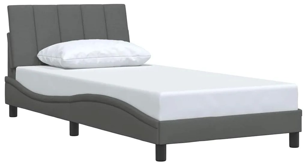 Estrutura de cama sem colchão 100x200 cm tecido cinzento-escuro
