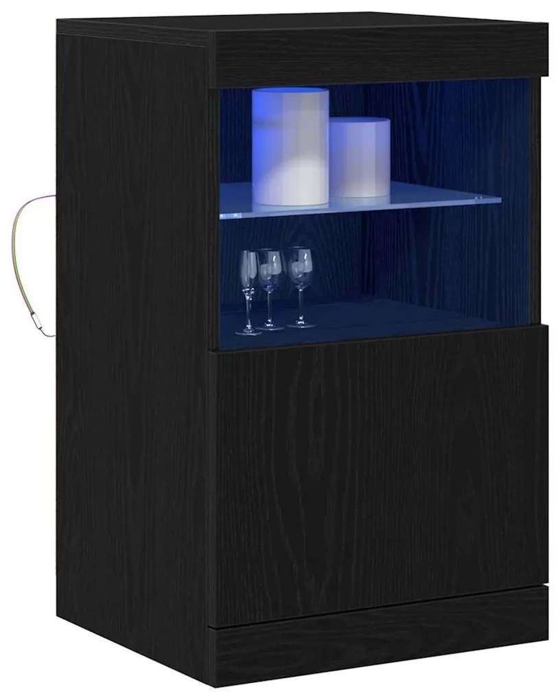 Buffet vidaXL com Luzes LED Carvalho Preto 41x37x67 cm